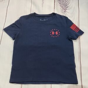 Under Armour Blue and Red Short Sleeve Tee